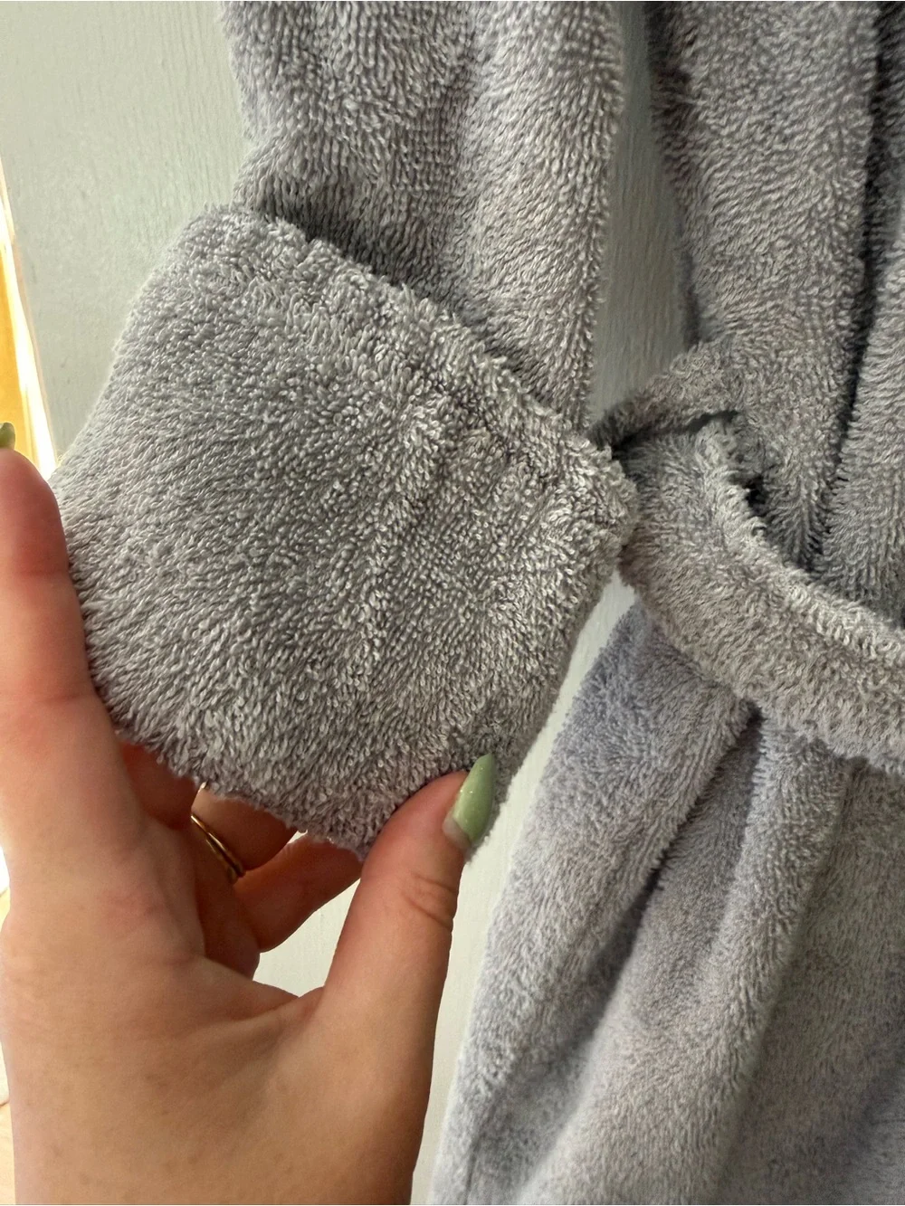 Company Store Gray Terry Shawl Collar Bath Robe with Belt